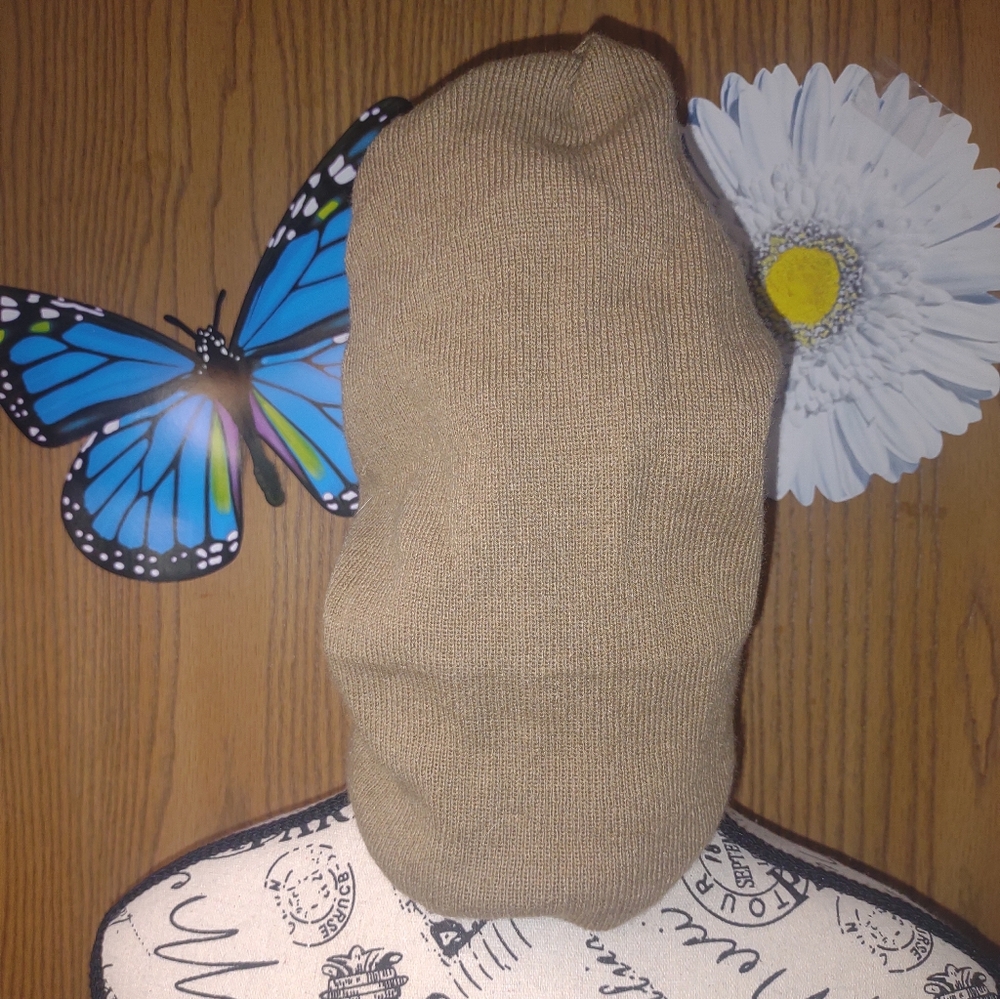 Tan Knit Beanie/Satin Lined - Picture 2 of 5